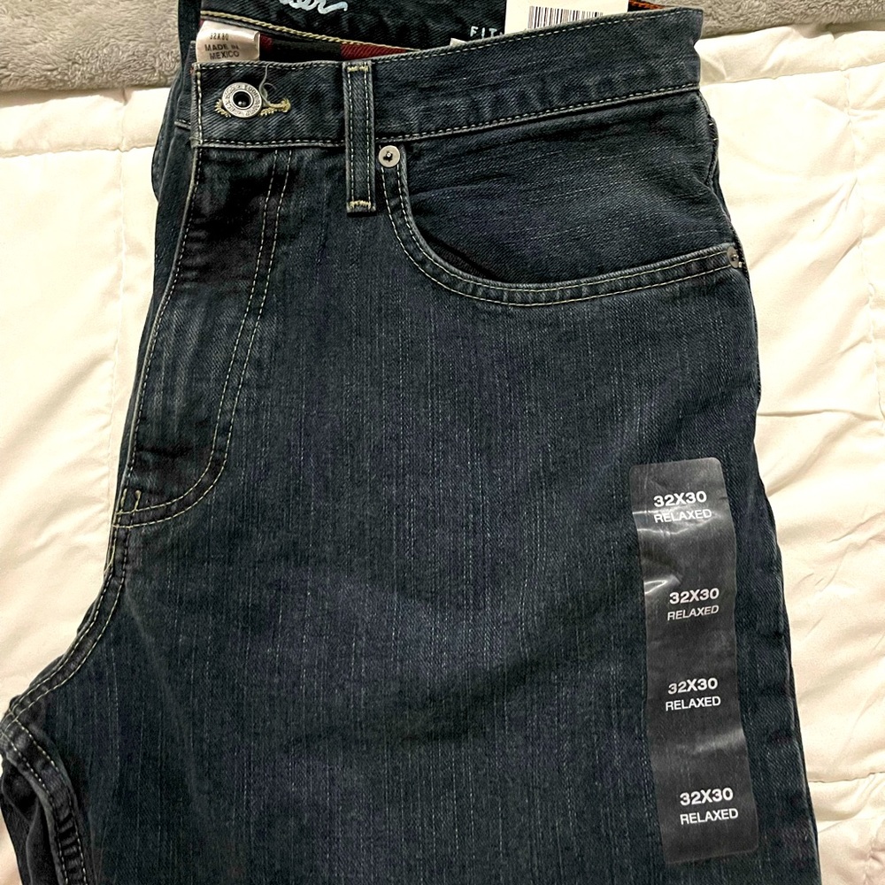 Eddie Bauer Red Buffalo Plaid Flannel Lined Jeans